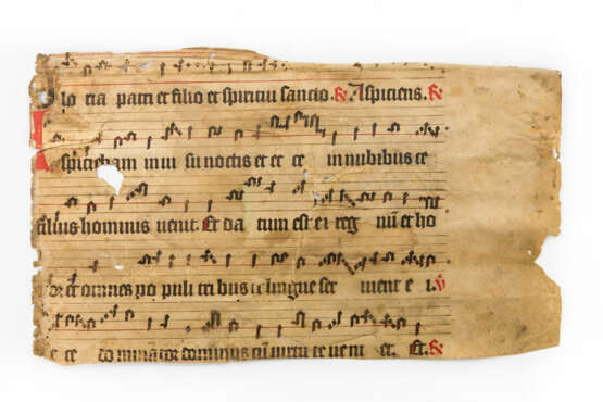 Mittelalterliche Notenhandschrift auf Pergamentpapier, - фото 2