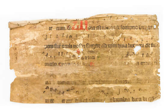 Mittelalterliche Notenhandschrift auf Pergamentpapier, - photo 3