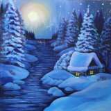 Зимний вечер Karton Acrylfarbe Landschaftsmalerei 2020 - Foto 1