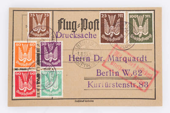 Deutsches Reich - Karte 1923 mit Flugpostmarken Holztaube, - Foto 1