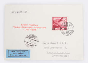 Liechtenstein - Flugpost (Provisorium) 1935 (Mi.-Nr. 148) auf Luftpostbrief von Vaduz nach Innsbruck,