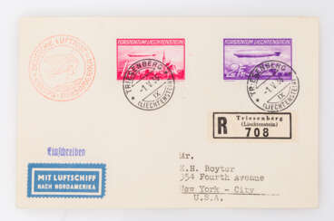 Liechtenstein - Zeppelinpost LZ 129 Brief ab Triesenberg 1936 nach New York,