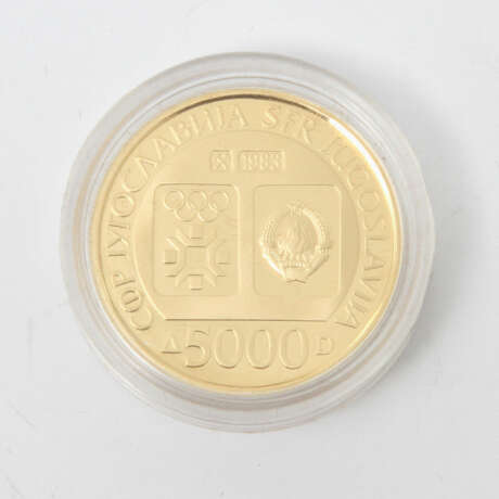 Olympia 1984 Gold-Set mit 3 x 5000 Dinar und 2 x 10 Dollars, - photo 5