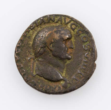 Röm. Kaiserzeit/Bronze - As 77-78 n. Chr./Lyon, Vespasian, Av: Büste des Vespasian n.r., - Foto 1