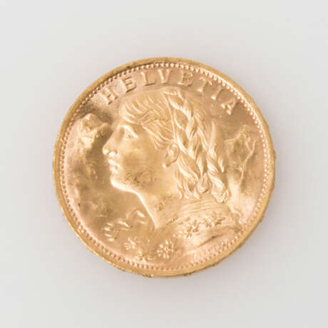 Schweiz/GOLD - 5,8g GOLD fein, 20 Franken 1930/B, Vreneli, vz., - Foto 1