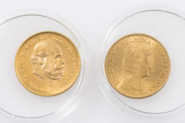 Schönes kleines Goldkonvolut Niederlande - bestehend aus 1 x Niederlande - 10 Gulden 1889, Wilhelm III., vz-stgl, 6,05g Gold fein