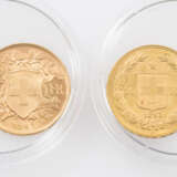 Schöne kleine Zusammenstellung Schweiz - bestehend aus 1 x Schweiz - 20 Franken 1893/B, Helvetia, 5,8g Gold fein - фото 2