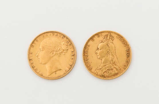 Interessantes 2-teiliges Konvolut GB - 1 x GB - 1 Sovereign 1892, Victoria, s+, Randfehler - photo 1