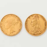 Interessantes 2-teiliges Konvolut GB - 1 x GB - 1 Sovereign 1892, Victoria, s+, Randfehler - photo 1
