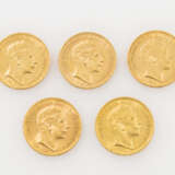 Hübsches 5-teiliges GOLD-Konvolut Preussen in GOLD - bestehend aus 5 x Preussen - 20 Mark 1889/1891/1899/1905/1907/A, Wilhelm II., - фото 1
