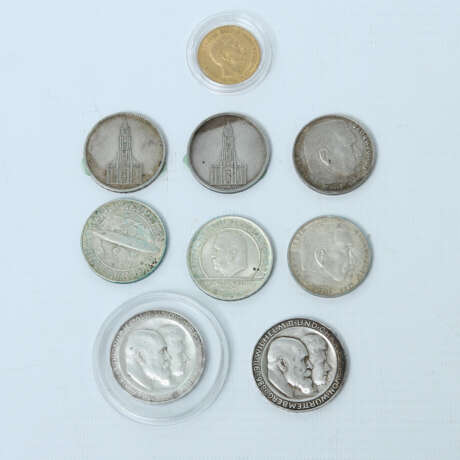 Deutsches Reich - Konvolut von 9 Münzen, - Foto 1