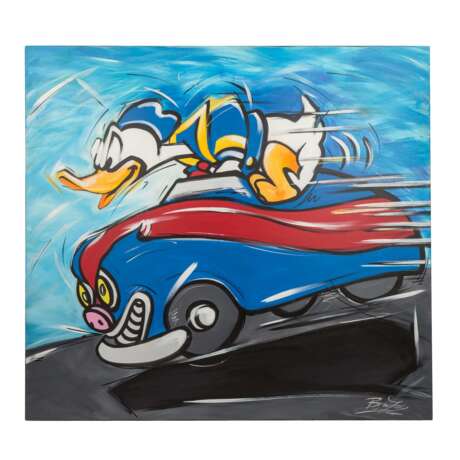 KÜNSTLER/IN 2. Hälfte 20. Jahrhundert, "Donald Duck, mit Auto rasend", - photo 2