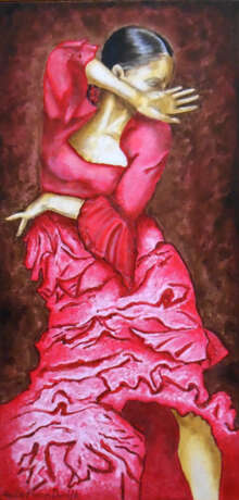 „Flamenco Tänzerin“ Leinwand Ölfarbe Impressionismus 2014 - Foto 1