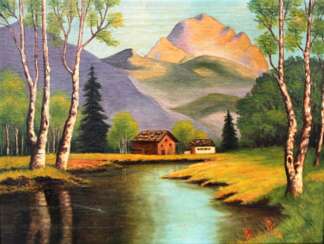 Картина “Два домика  в горах у озера” , 1941 г.
