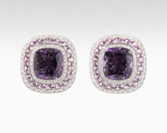 Amethyst-Diamant-Saphir-Ohrclips - photo 1