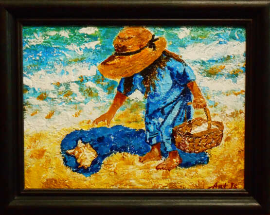 “Girl on the beach” Canvas Oil paint Impressionist Everyday life 2018 - photo 1