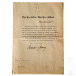 Hermann Göring Autographe sur une Ehrenpatenschaft