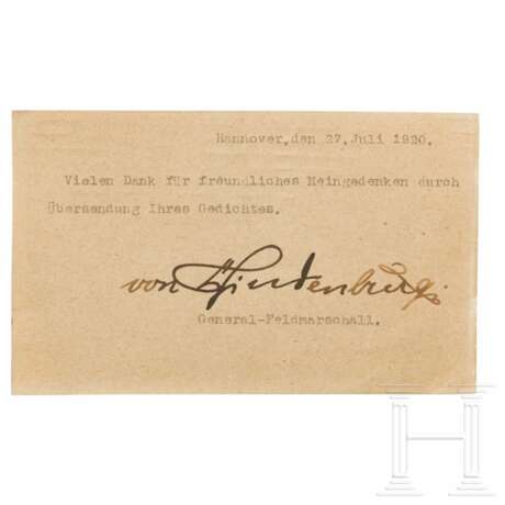 Autograph GFM Paul von Hindenburg, 1920 - Foto 1