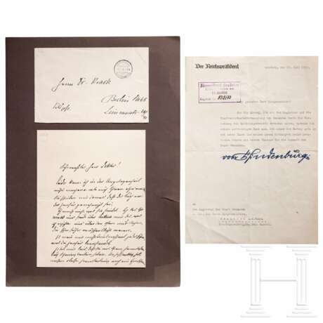 Zwei Schreiben Paul von Hindenburgs 1933 und Erich Ludendorffs 1916 - Foto 1