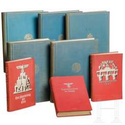 Organisationsbuch der NSDAP, fünf Bände "Reichstagung in Nürnberg 1934-38", zwei Bücher Parteitag