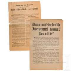 "Warum musste die deutsche Arbeiterpartei kommen? Was will sie?" - NSDAP-Propagandaschrift vom 24. Februar 1920