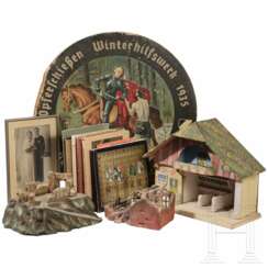 Große Schützenscheibe des "WHW", Bunker für Figuren der 7 cm-Serie (Lineol/Elastolin), Bücher NS-Zeitgeschichte