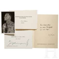 Hartmann Lauterbacher - trois cartes de remerciements signée par Adolf Wagner, Fritz Wächtler et Fritz Reinhardt