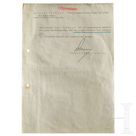 Zwei Dokumente des Nachtjagdfliegers Ludwig Becker 1942 mit Original Unterschrift Helmut Lents bzw. Kurt-Bertram von Dörings - фото 3