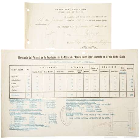 Korvettenkapitän (E) Robert Höpfner - signierter Urlaubsschein 1942 des Internierungslagers Isla Martin Garcia für Angehörige der "Graf Spee" - Foto 2