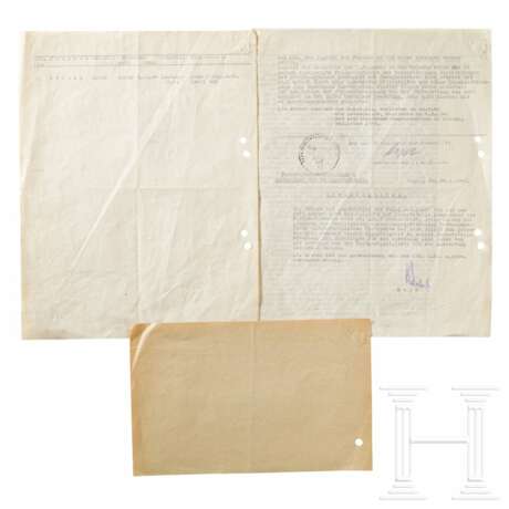 Gen. d. Pz. Hasso von Manteuffel - eigenhändige Unterschrift auf der Befürwortung der Verleihung des KVK 1. Kl. an Lt. Erich Wriedt, Januar 1945 - Foto 2