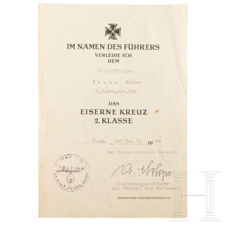 SS-Obergruppenführer Artur Phleps - Autograph auf einer Verleihungsurkunde - photo 1