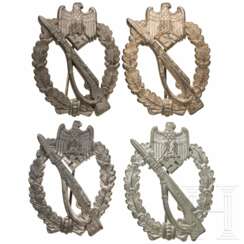 Vier Infanterie-Sturmabzeichen in Silber