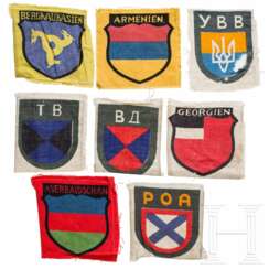 Acht Ärmelabzeichen für ausländische Freiwillige in der Wehrmacht