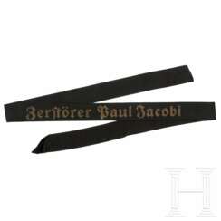 Mützenband der Deutschen Kriegsmarine - "Zerstörer Paul Jacobi"