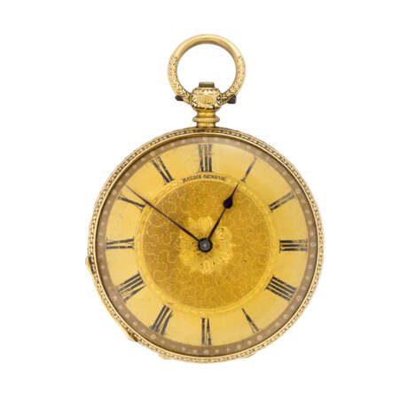 JOHN HARVEY: Orologio da tasca in oro 18K con smalto bordeaux guillochè, bianco e nero sul retro - фото 1