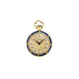 METIVAR: Orologio da tasca in oro 18K decorato con smalto blu, verde e rosso - photo 1