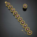 Demi-parure in oro giallo e smalti composta da bracciale modulare e anello - Foto 1