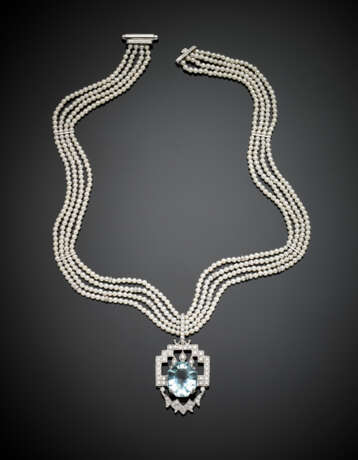TAVERNA | Collier a quattro fili di perle coltivate intervallate da distanziatori in oro bianco - photo 1