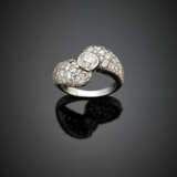 Anello in oro bianco con pavè di diamanti e centrale di ct. 1 circa - photo 1