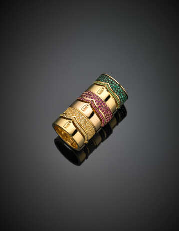 DI GREGORIO | Anello componibile in oro rosa e giallo composto da sei anelli abbinabili - фото 2