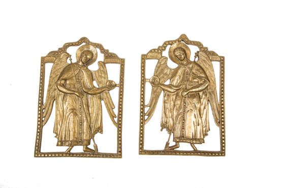 Zwei Bronzeikonen Erzengel Michael und Gabriel - photo 1