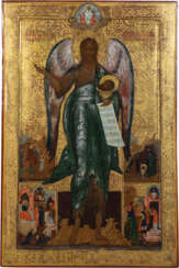 Monumentale Ikone mit Johannes dem Täufer mit Szenen aus seinem Leben