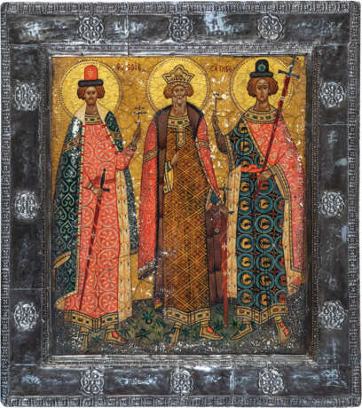 Große Ikone mit den Heiligen Boris, Gleb und Vladimir - Foto 1
