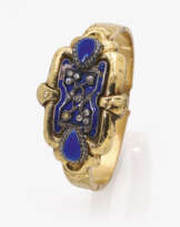 Armreif mit Diamantrosen und blauem Email