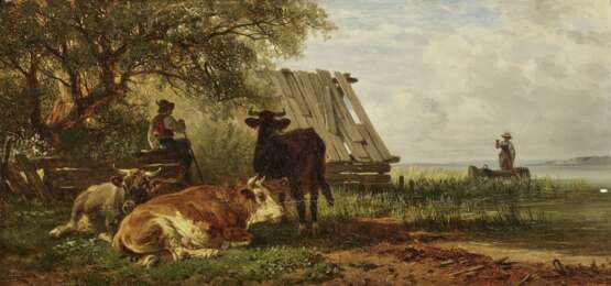 Voltz, Johann Friedrich . Hirte mit Rindern am Seeufer - photo 1