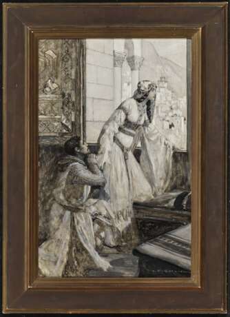 Gorguet, Auguste François Marie . Prinzessin mit einem flehenden Knappen am Fenster - Foto 2
