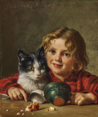 Schütze, Wilhelm . Mädchen mit Katze - фото 1