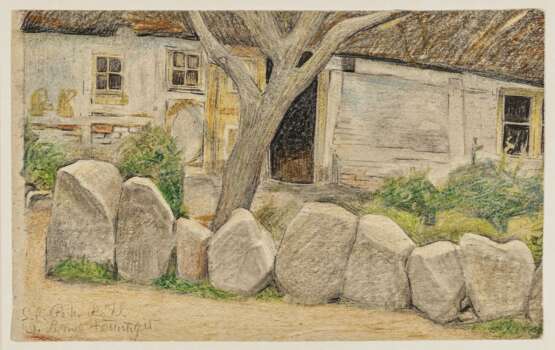 Feininger, Lyonel . Dorfhaus mit Baum und Randsteinen. Circa 1901 - фото 1