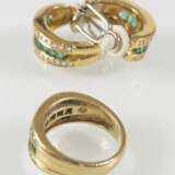 Smaragd-Diamant-Ring Und Ohr- - Foto 3