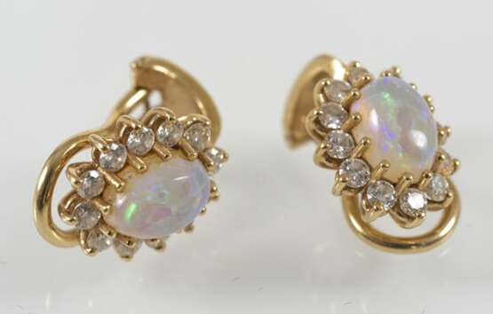 Opal-Diamant-Ohrclips, 750Gg, - Foto 2